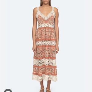 Sea New York NY Josh Brick Cutwork Embroidered Midi Dress Lace 10